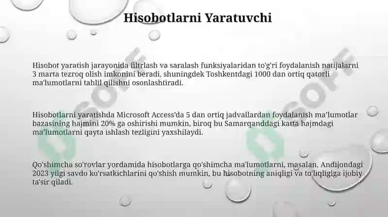 MS Accessda ma'lumotlar bazasini tashkil etish 3