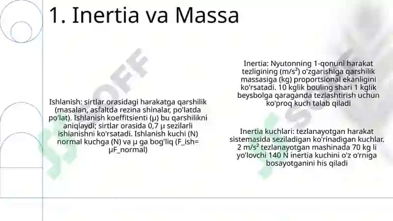 Ishqalanish va inersiya kuchlari 3