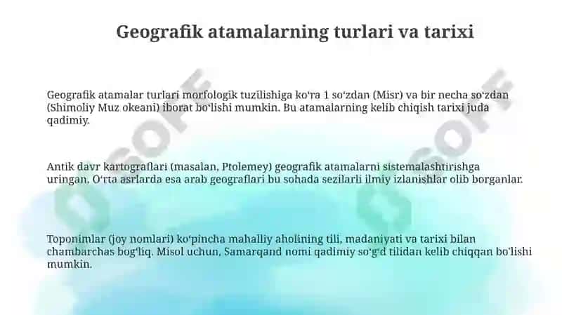Geografik terminlar bilan ishlash 3