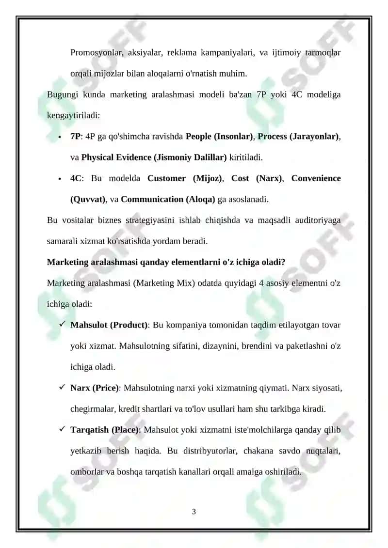 Marketing aralashmasini tahlil qilish 3