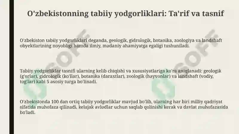 Õzbekiston tabiyat yodgorliklari 3