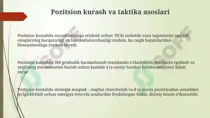 Pozitsion kurash va taktika asoslari 3