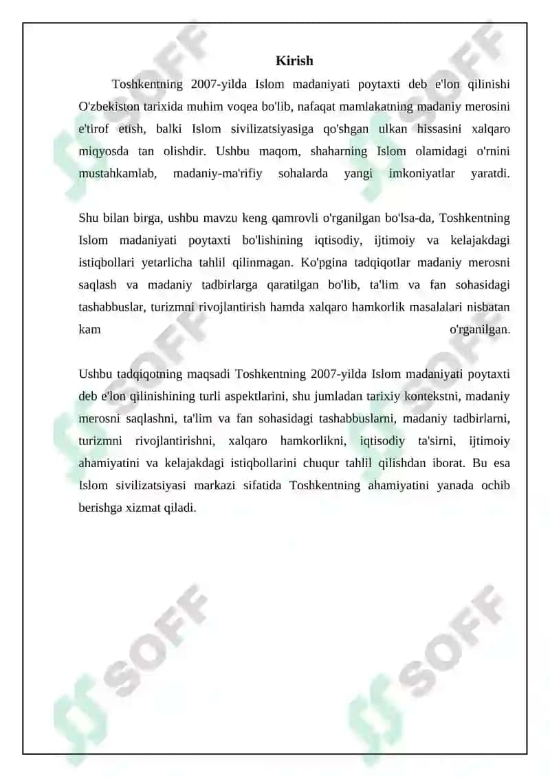 Toshkent – Islom madaniyati poytaxti: Tarix va ahamiyat 3