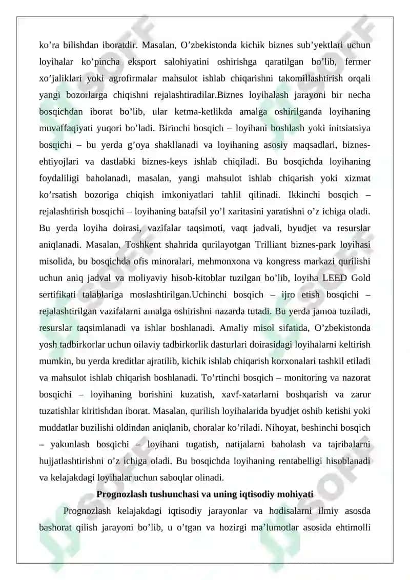 Prognozlash metodlari biznes loyihalash 3
