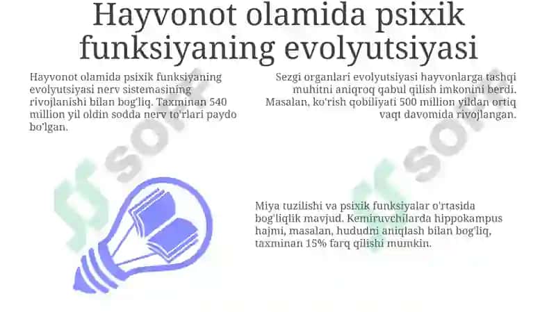 Hayvonot olamida psixik funksiyaning evolyutsiyasi 3
