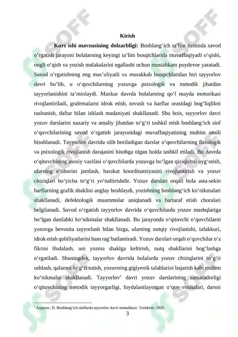 SAVOD O‘RGATISH TAYYORLOV DAVRI YOZUV DARSLARINI TASHKIL ETISH 3