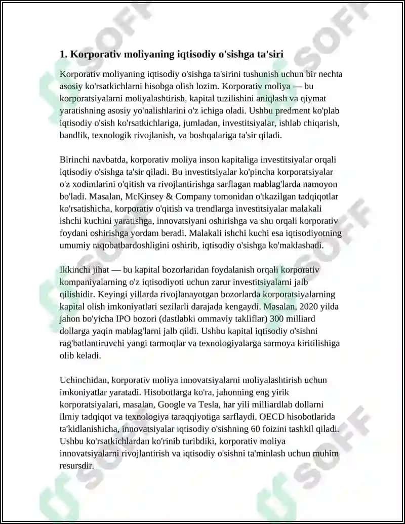Korporativ moliya 3