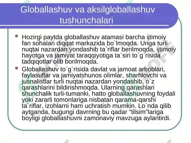 Globallashuvsekuliyarizatsiya jarayonlari 3