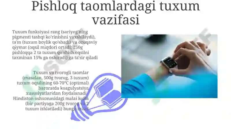 Tuxum va tvorogdan taomlar tayyorlashni texnologiyasi 3
