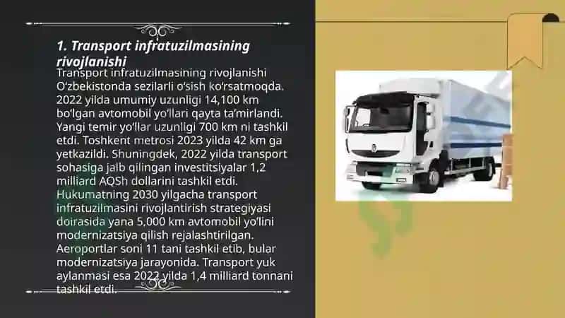 Transport infratuzilmasining rivojlanishi 3