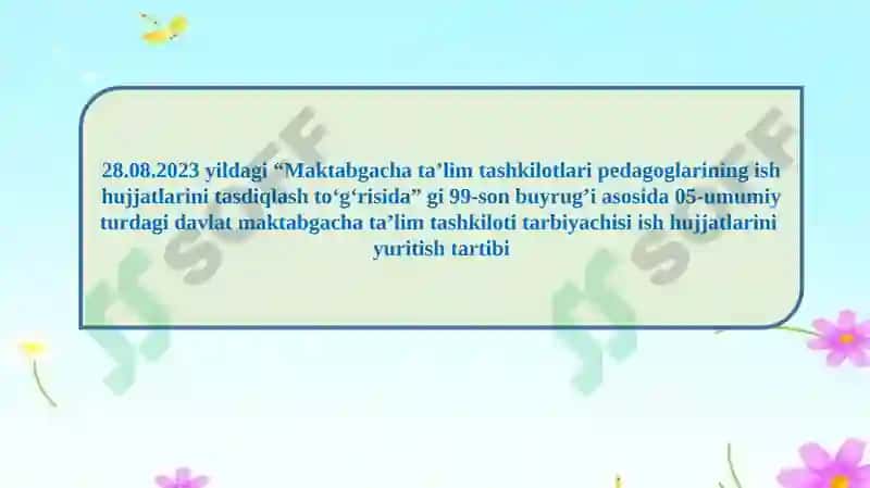 Tarbiyachining ish xujjatlari 3