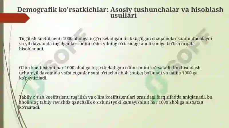 Demografik ko'rsatkichlarni hisoblash 3