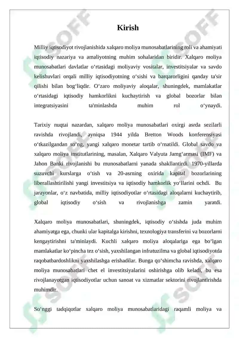Xalqaro Moliya Munosabatlari 3