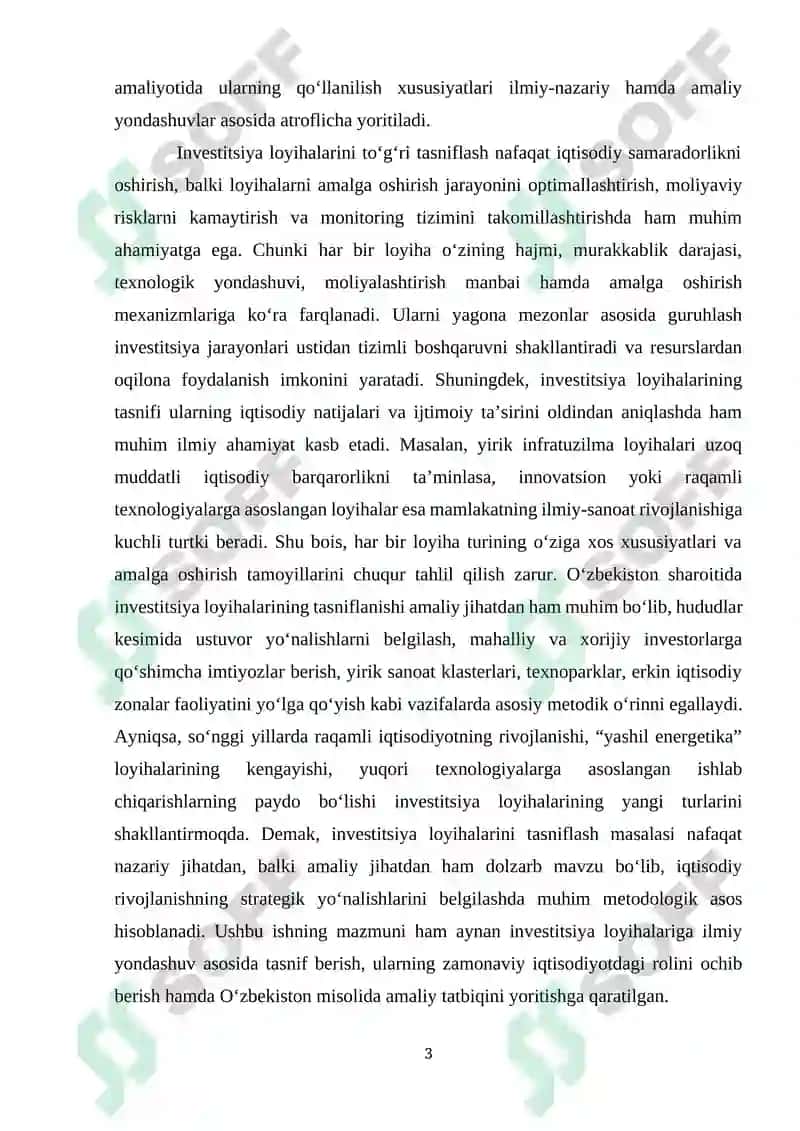 Investitsiya loyihalarining tasniflanishi 3