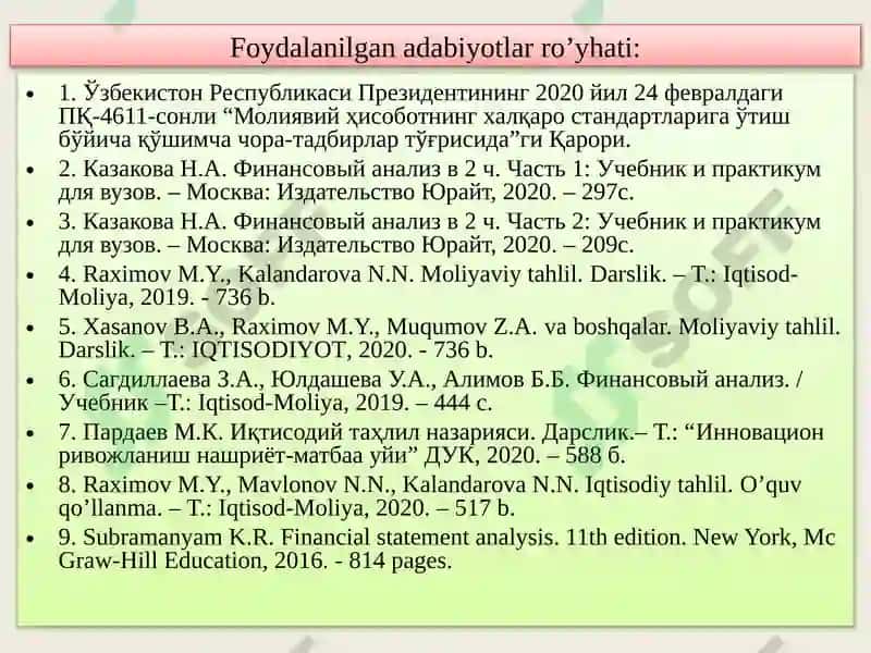Korxona Operatsion Faoliyatining Tahlili 3