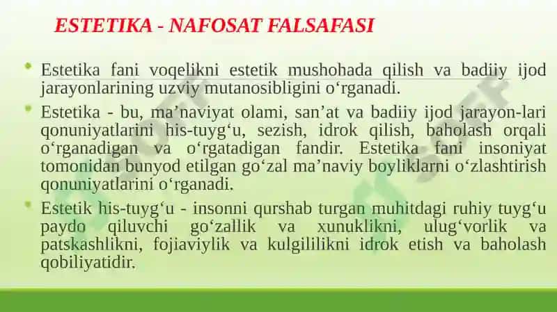 ESTETIKA-NAFOSAT FALSAFASI 3