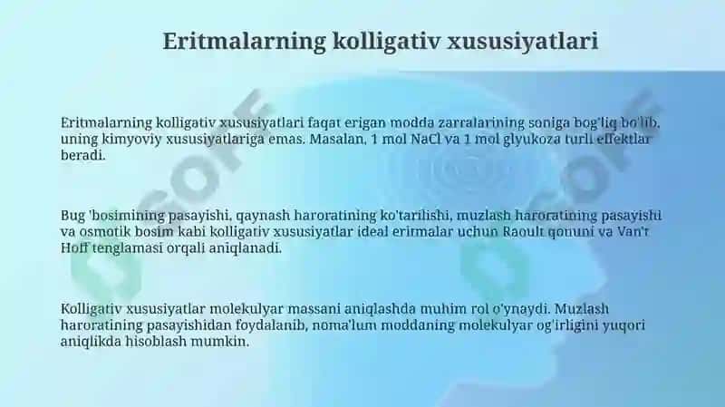 Eritmalarning kollegativ xossalari 3