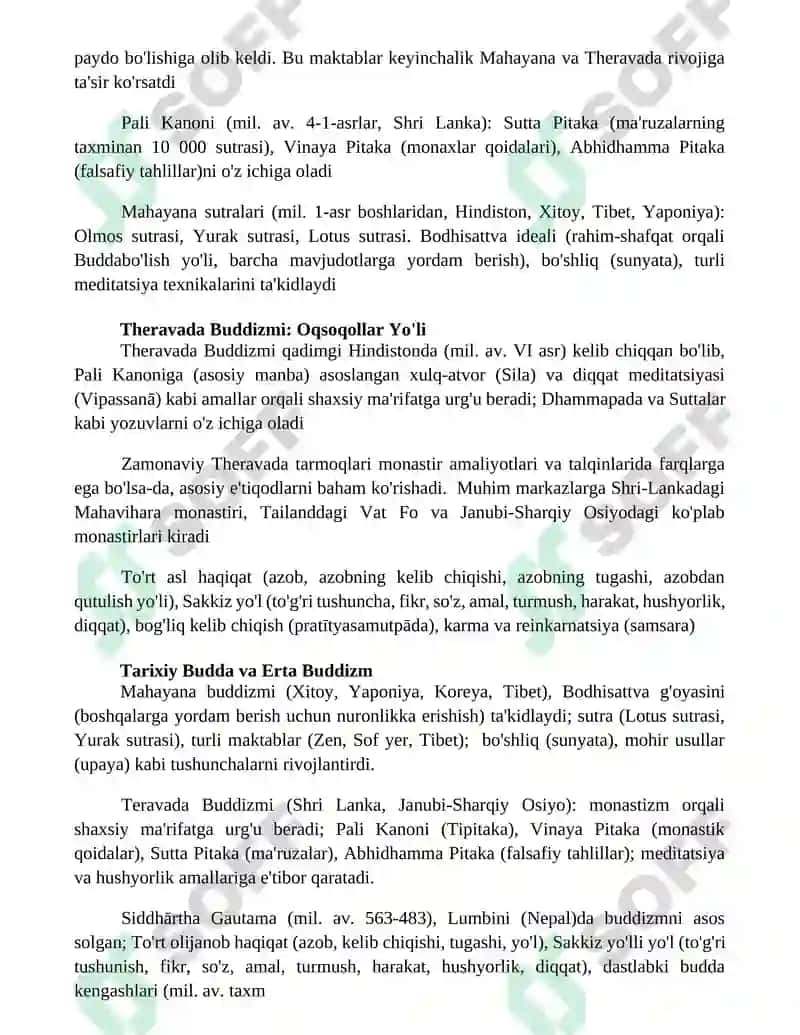 Buddaviylik dinining paydo bo'lish tarixi asosiy taʼlimotlari, oqimlari va manbalari 3