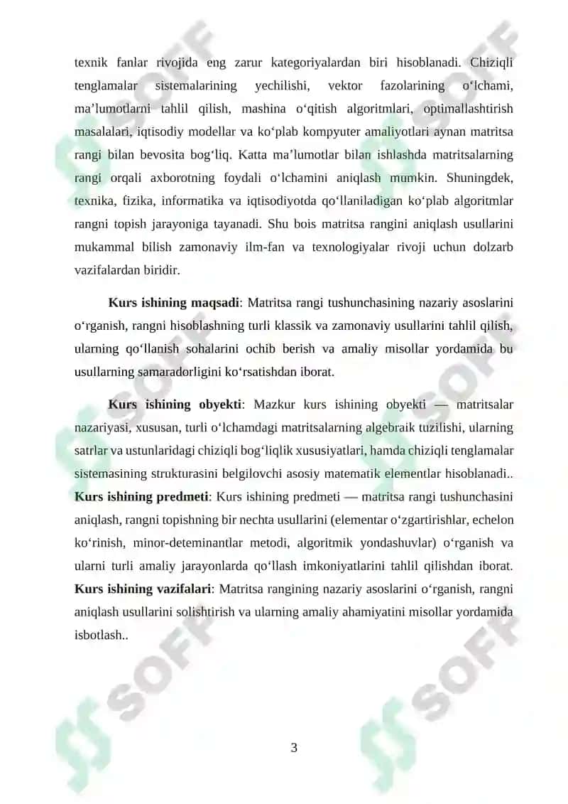 Matritsa rangi.matritsaning rangini hisoblash usullari 3
