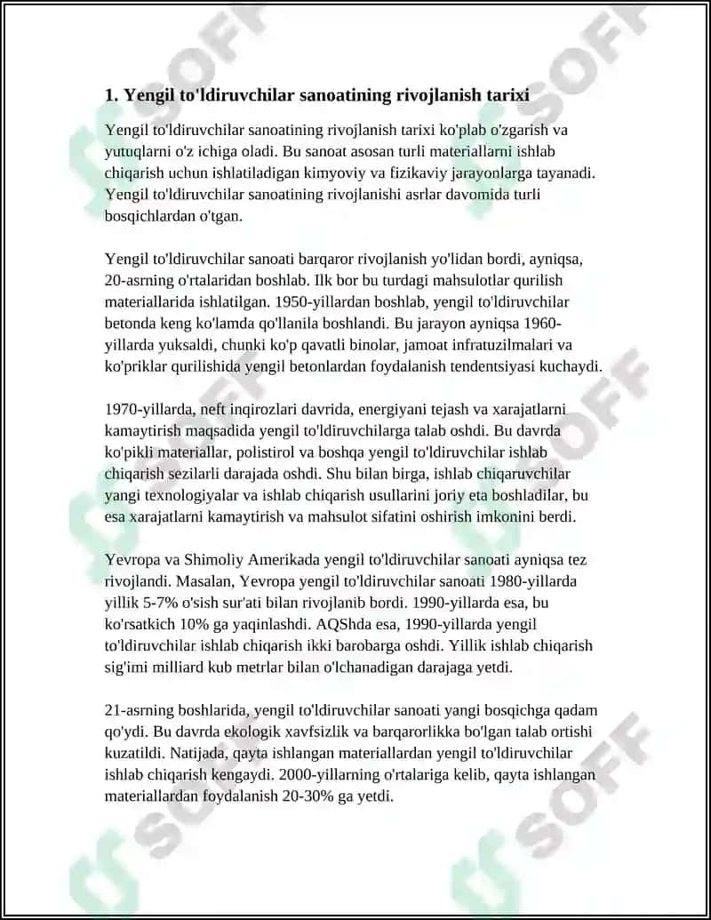 Yengil to'ldiruvchilar sanoati 3