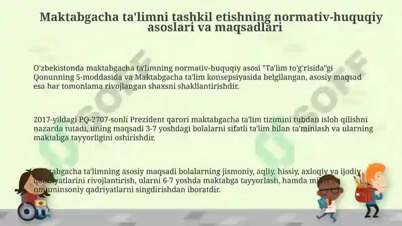 Maktabgacha ta'lim tashkil etish vazifalari 3