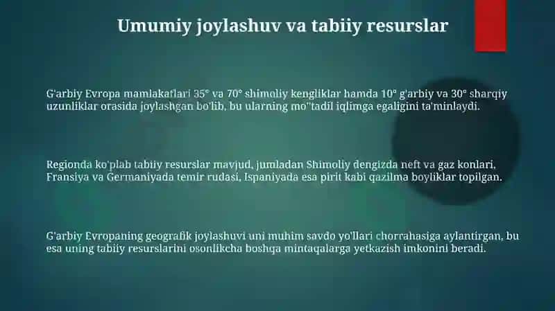Gʻarbiy Yevropa davlatlari geografiyasi 3