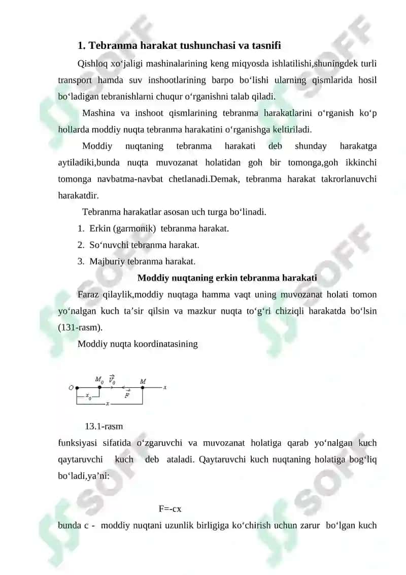 Garmonik tebranma harakat kinematikasi 3