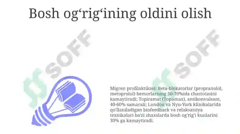 Bosh og'rig'i davolash usullari 3