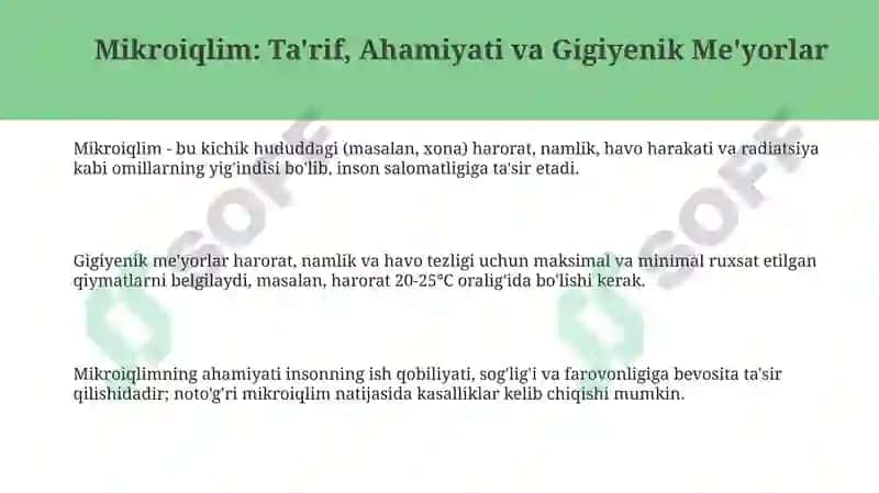 Mikroiqlim va uning gigiyenik normalari 3