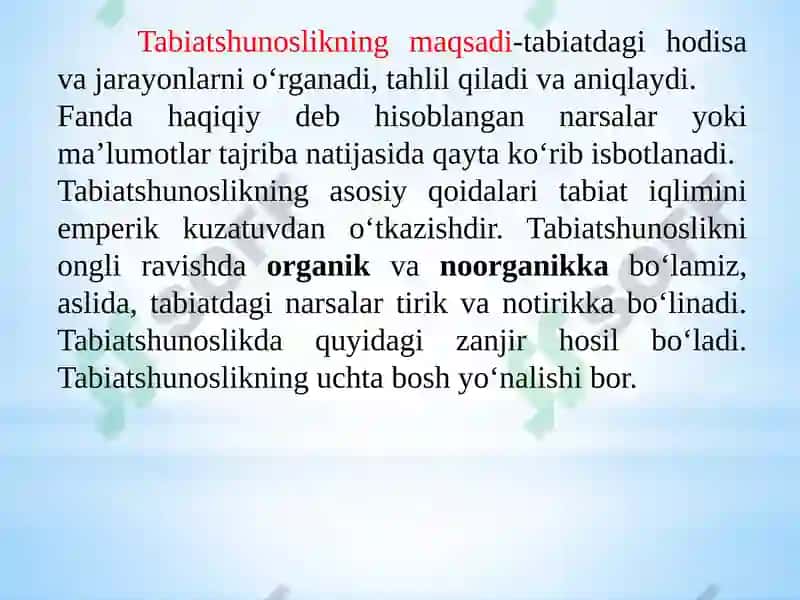 Tabiatshunoslikni o‘qitish metodikasi 3