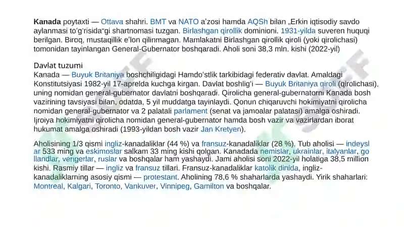 Kanada davlatining iqtisodiy holati S.W.O.T. tahlili 3