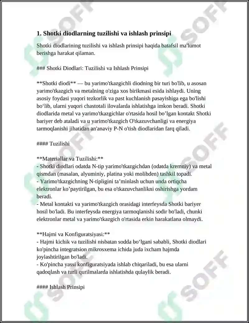 Shotki Diodlari: Tuzilishi va Ishlash Prinsipi 3