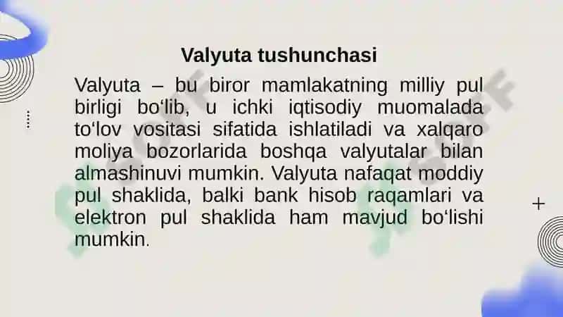 VALYUTA VA VALYUTA KURSI TUSHUNCHASI. 3