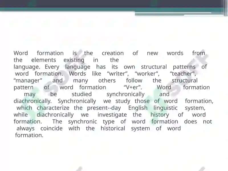 Word Formation and Affixation Lecture 3 3