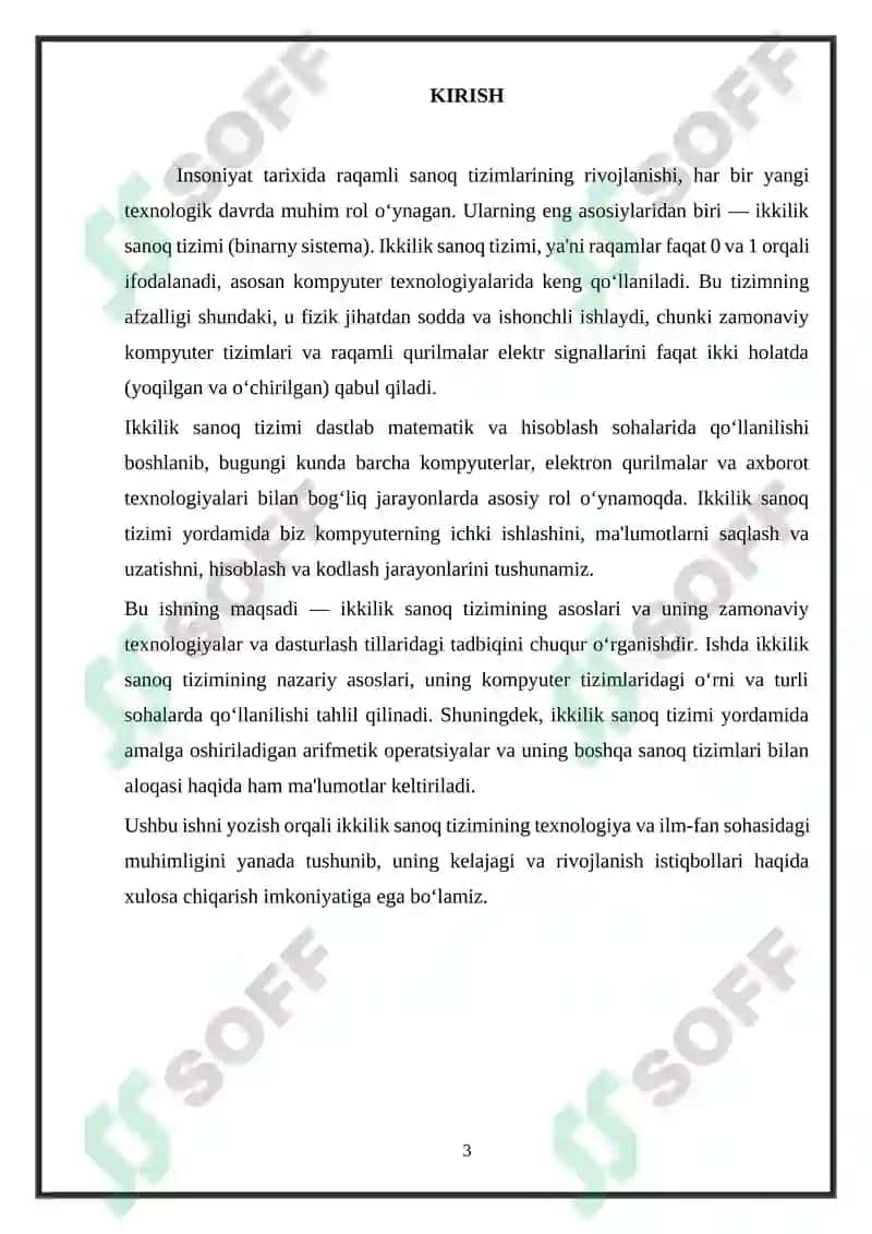 Ikkilik sanoq sistemasining tadbiqi 3