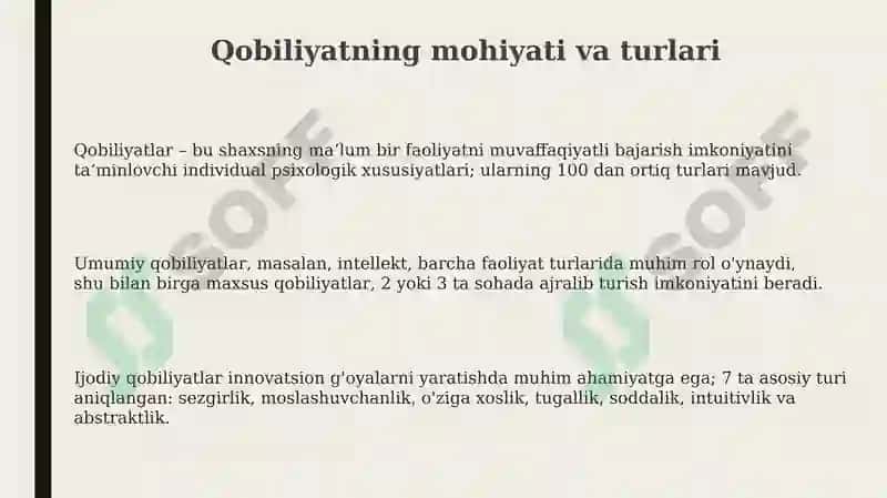 Qobiliyat va uning rivojlanishi 3