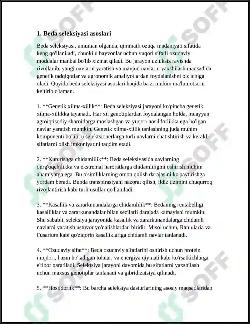 Beda Seleksiyasi Asoslari 3