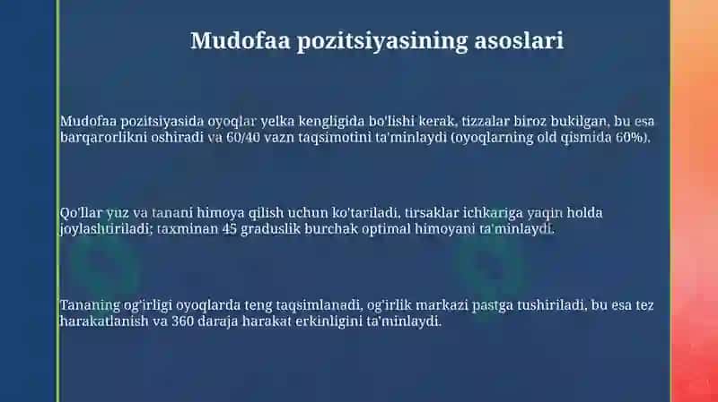 Mudofaa pozitsiyasi va harakat asoslari 3