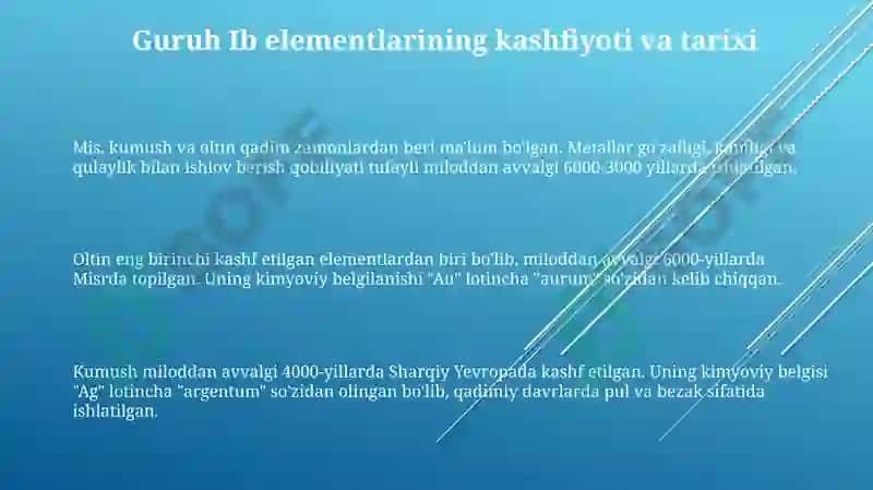 Guruh Ib elementlarining kimyoviy xossalari va birikmalari 3