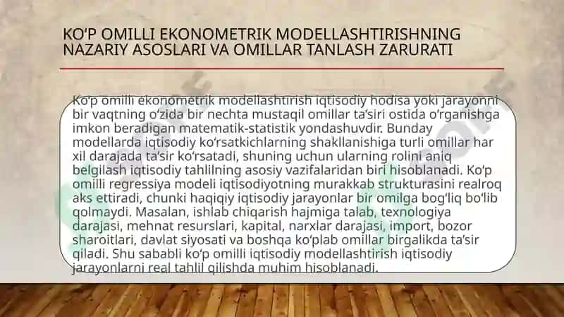 Ko'p Omilli Ekonomertrik Omillarni Tanlash Muammosi 3