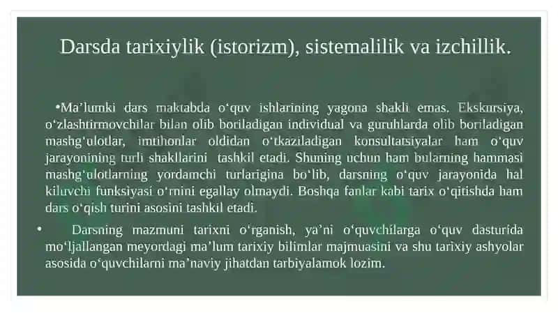 Tarix darslari, uningxillari va tuzilishi 3