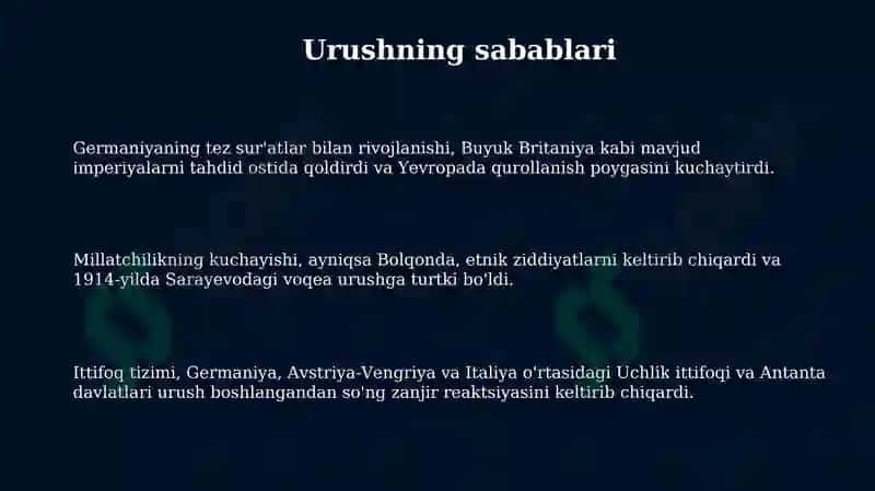 Birinchi jahon urushining sabablari va oqibatlari 3