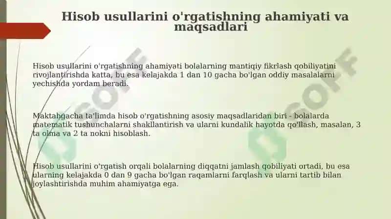 Hisob usullarini o'rgatish 3