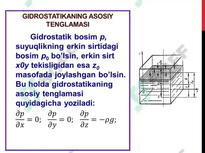 GIDROSTATIKANINGQONUNLARI VA UNING TEXNIKADA TADBIG’I 3