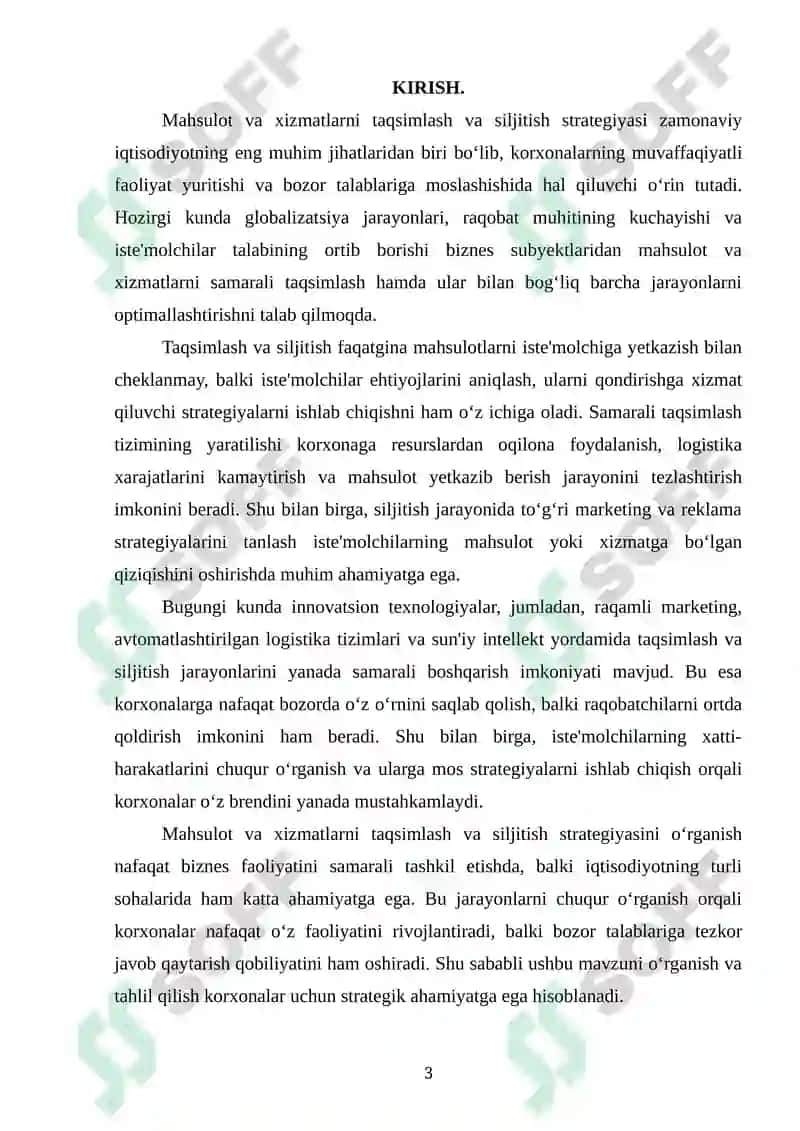 Mahsulot va xizmatlarni taqsimlash va siljitish strategiyasi 3