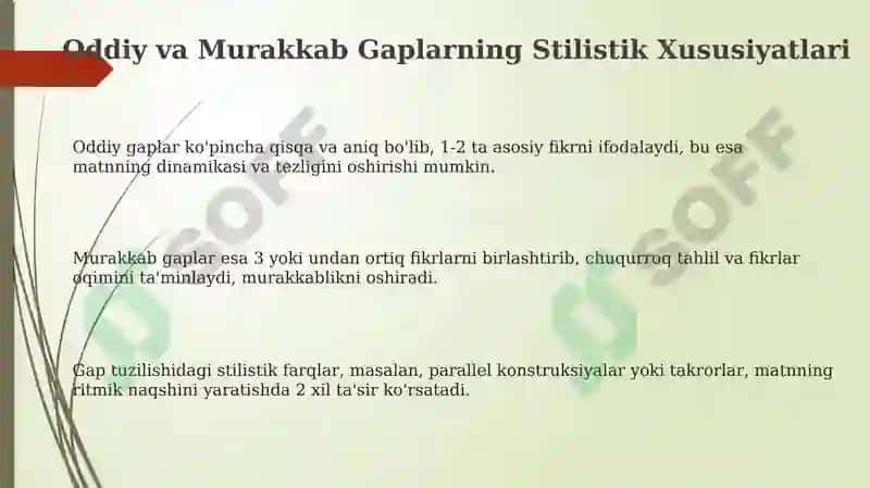 Oddiy va Murakkab Gaplarning Stilistik Xususiyatlari 3