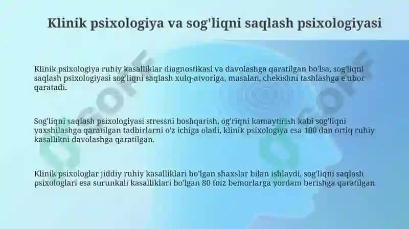Psixolog xizmat faoliyatining yoʻnalishlari 3