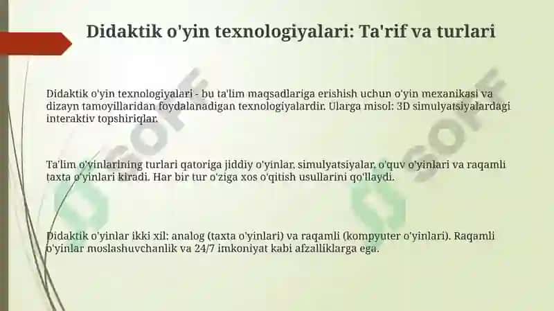 Didaktik o'yin texnologiyasi 3