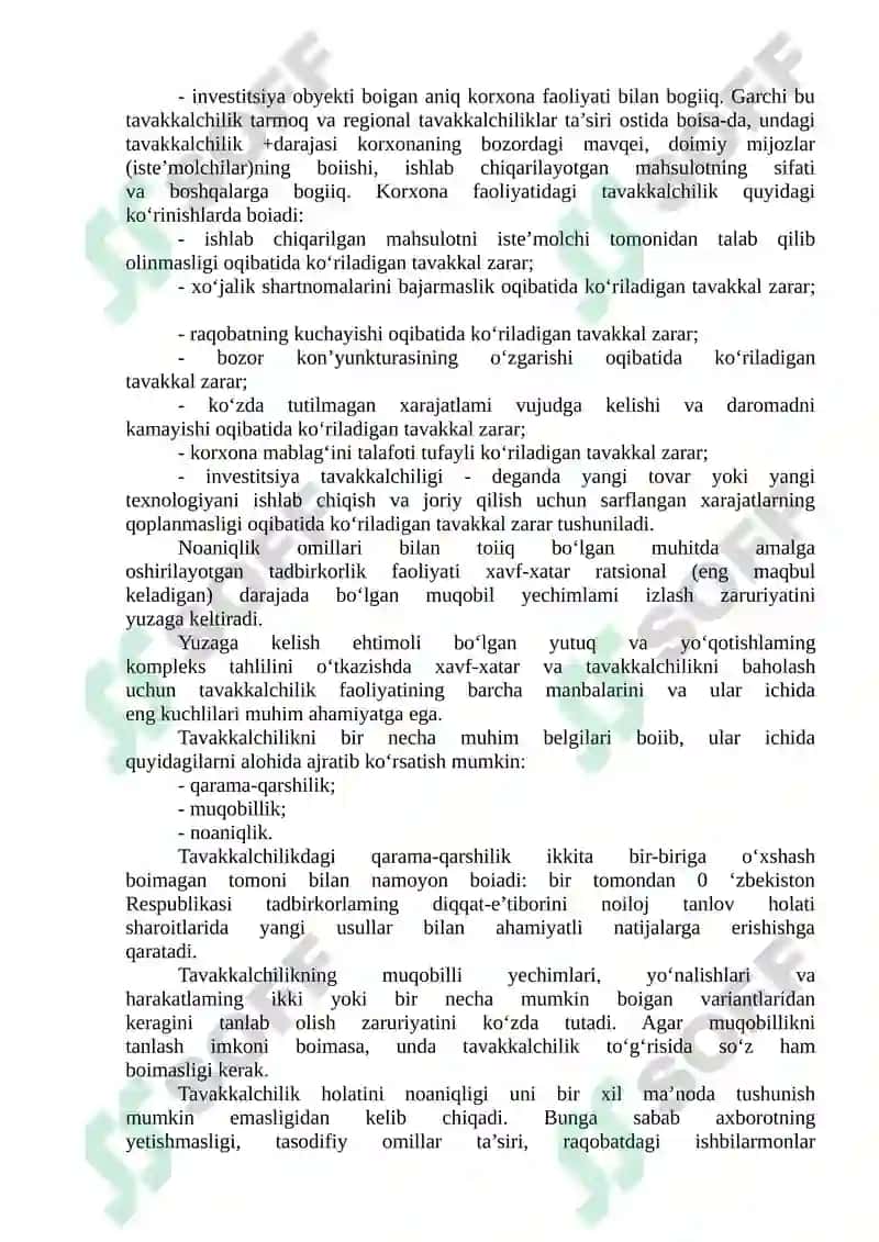 Investitsion tavakkalchilik 3
