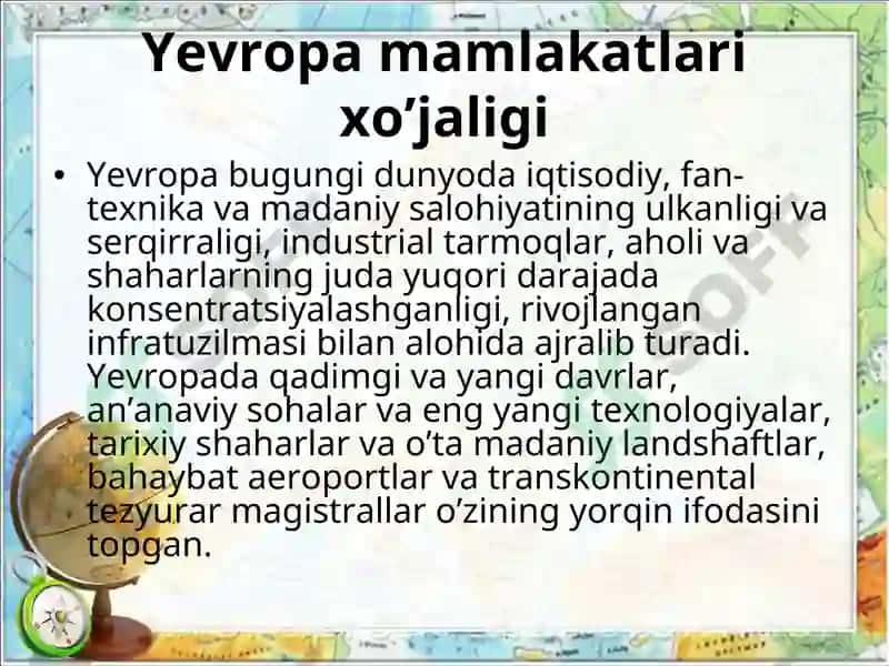 Yevropa mamlakatlari xo’jaligi 3